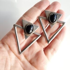 Vintage Taxco Sterling and Onyx Earrings